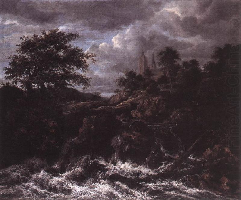 Waterfall by Church, Jacob van Ruisdael